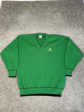 Vintage Emerald Sports Sweater Mens L V-Neck 100% Acrylic Embroidered Ireland